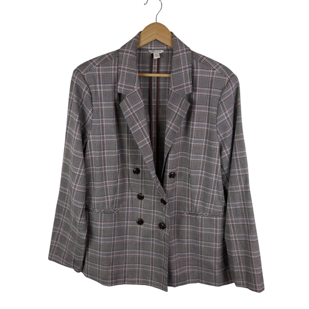 Cato Plaid Double Breasted Blazer Size‎ XL Academia Old Money Preppy Office Work